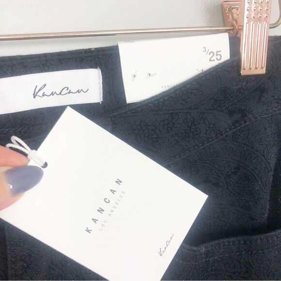 KANCAN | NEW Hi Rise Ankle Skinny Black Jeans Velour Textured Print Women’s 3/25 - Picture 6 of 11